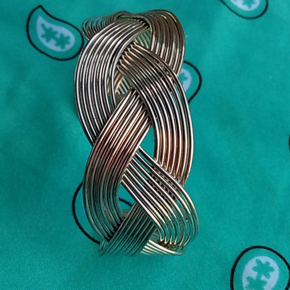 Gorgeous Silver Braided Bangle Bracelet